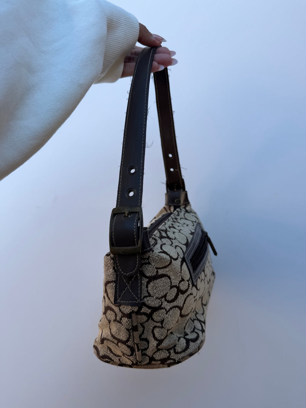 Brown Mickey Monogram Canvas Shoulder Bag + bucket hat