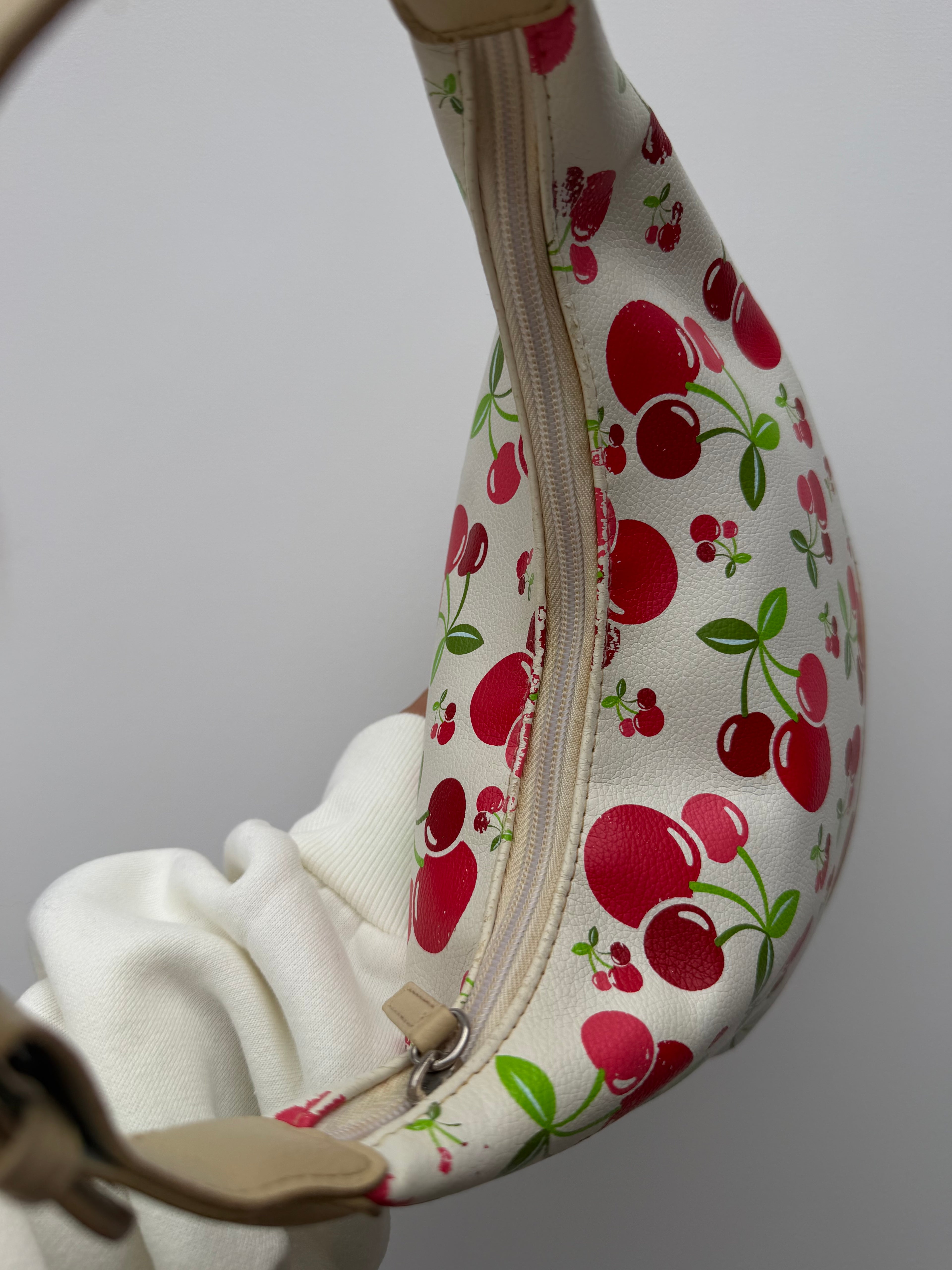 White Cherry Print Shoulder Bag #1