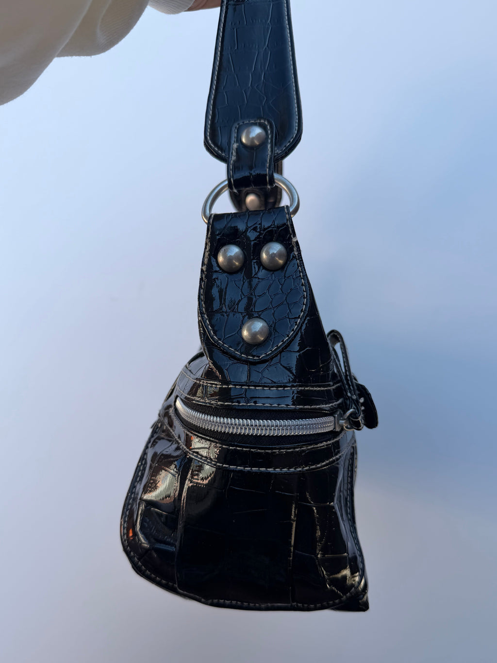 Black Croc Mickey Bag