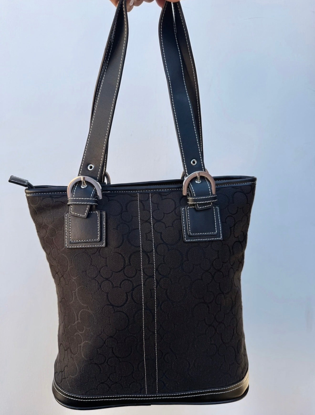 Vintage Black Monogram Shoulder Tote