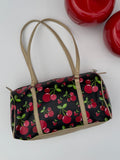 Black Cherry Print Barrel Bag