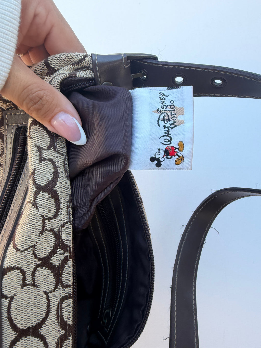 Brown Mickey Monogram Canvas Shoulder Bag + bucket hat