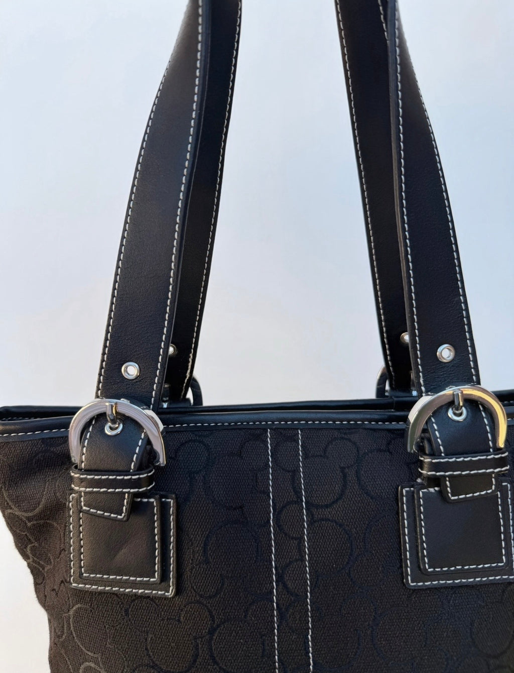 Vintage Black Monogram Shoulder Tote