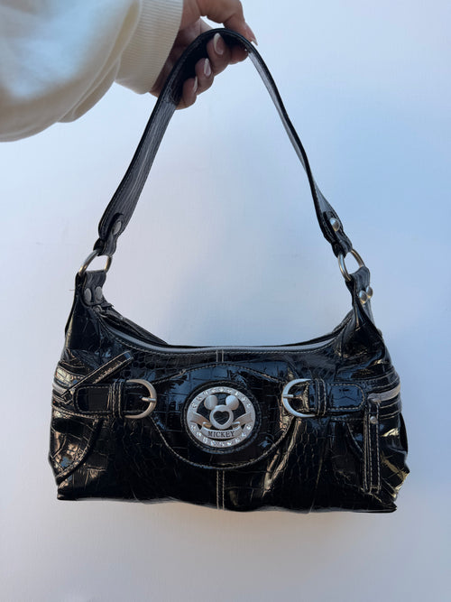 Black Croc Mickey Bag