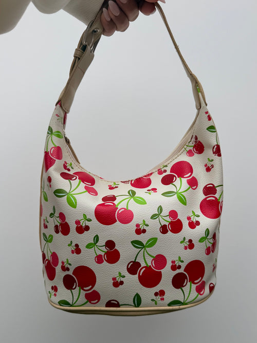 White Cherry Print Shoulder Bag #1
