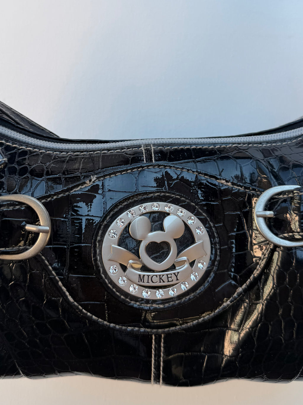 Black Croc Mickey Bag