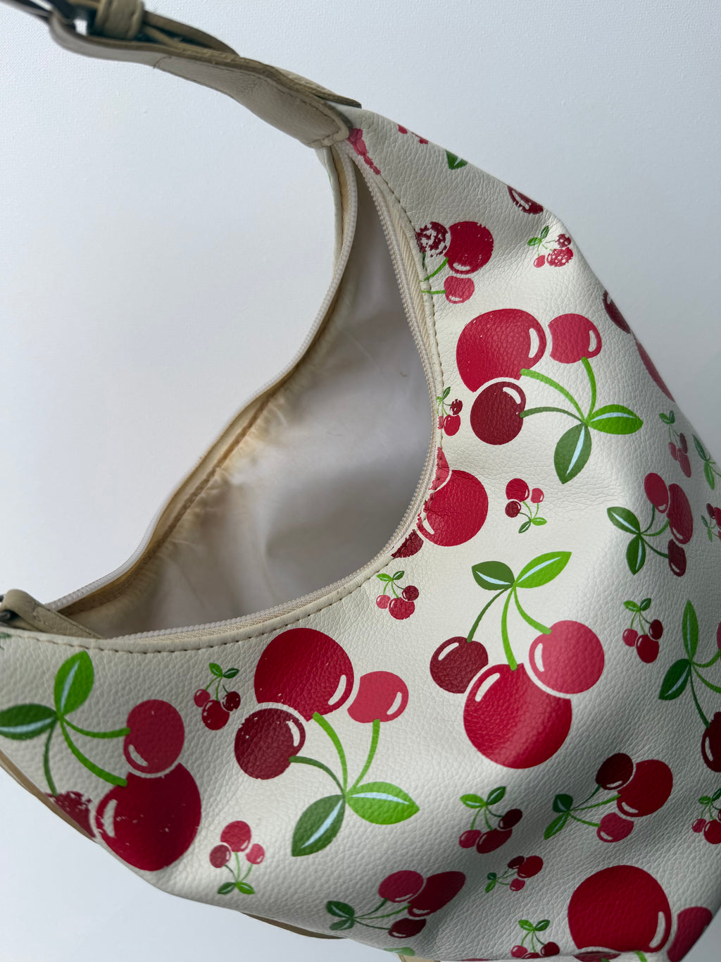 White Cherry Print Shoulder Bag #1