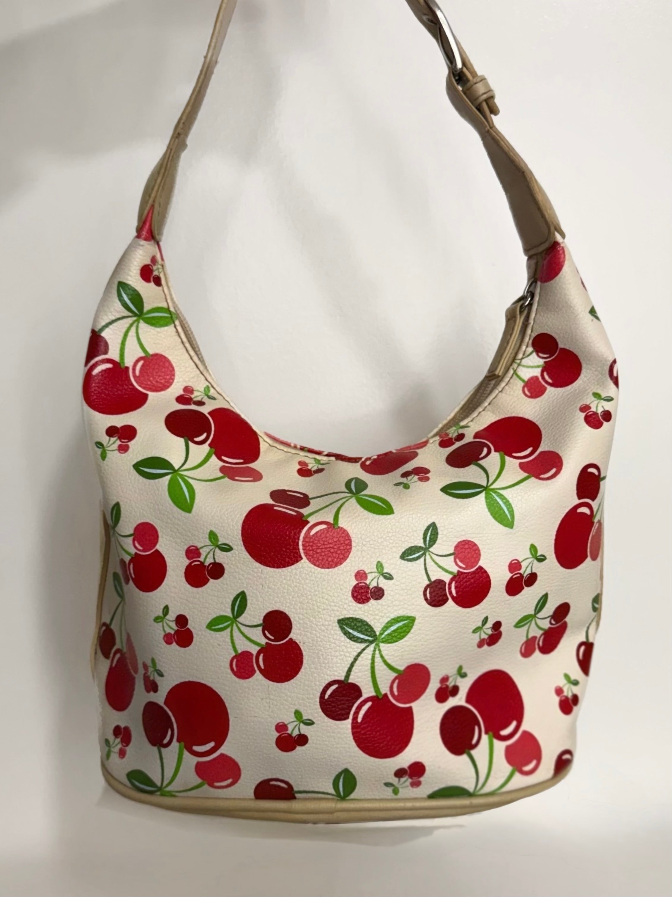 White Cherry Print Shoulder Bag #2