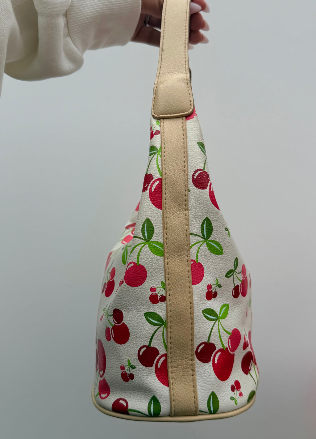 White Cherry Print Shoulder Bag #1