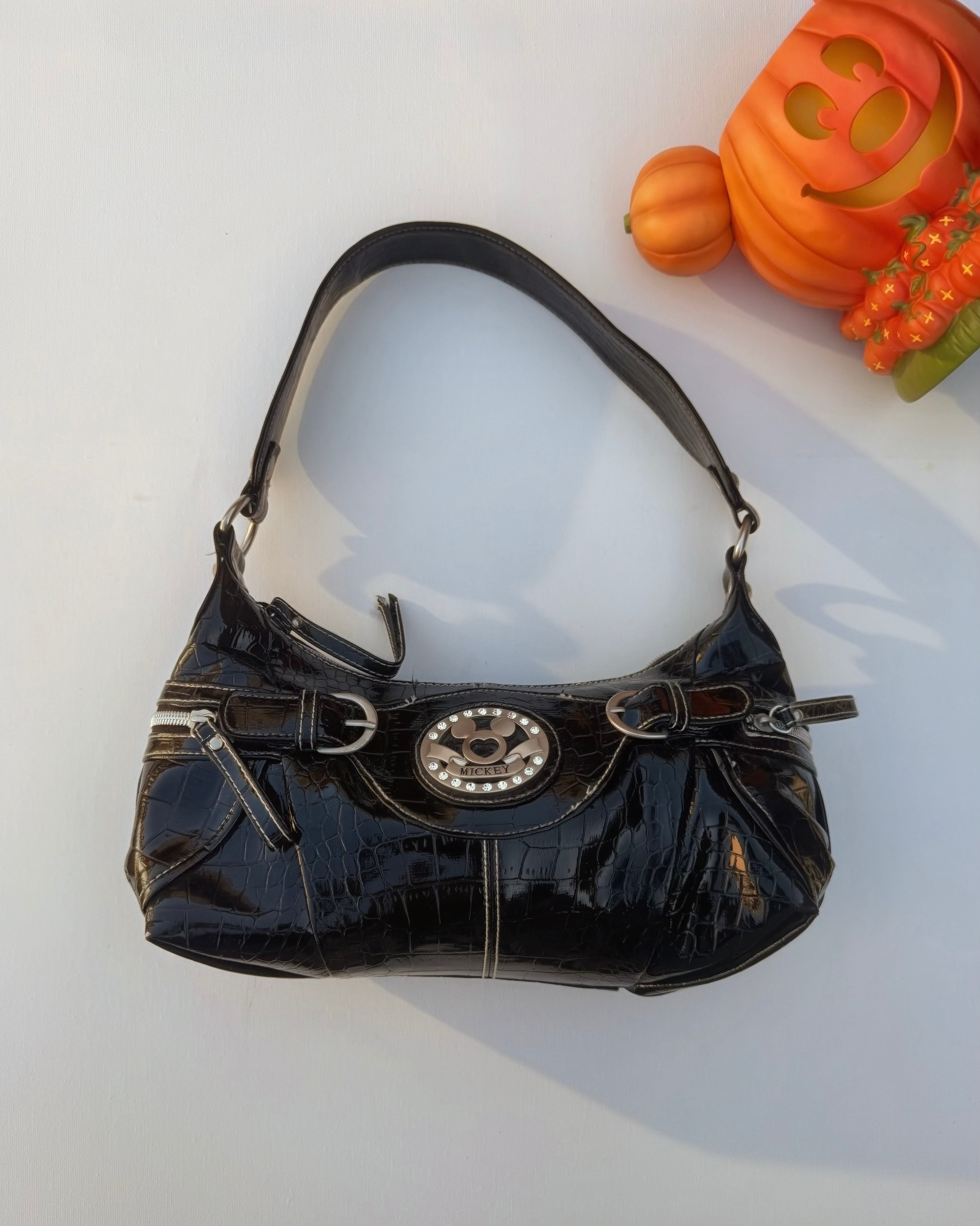 Black Croc Mickey Bag