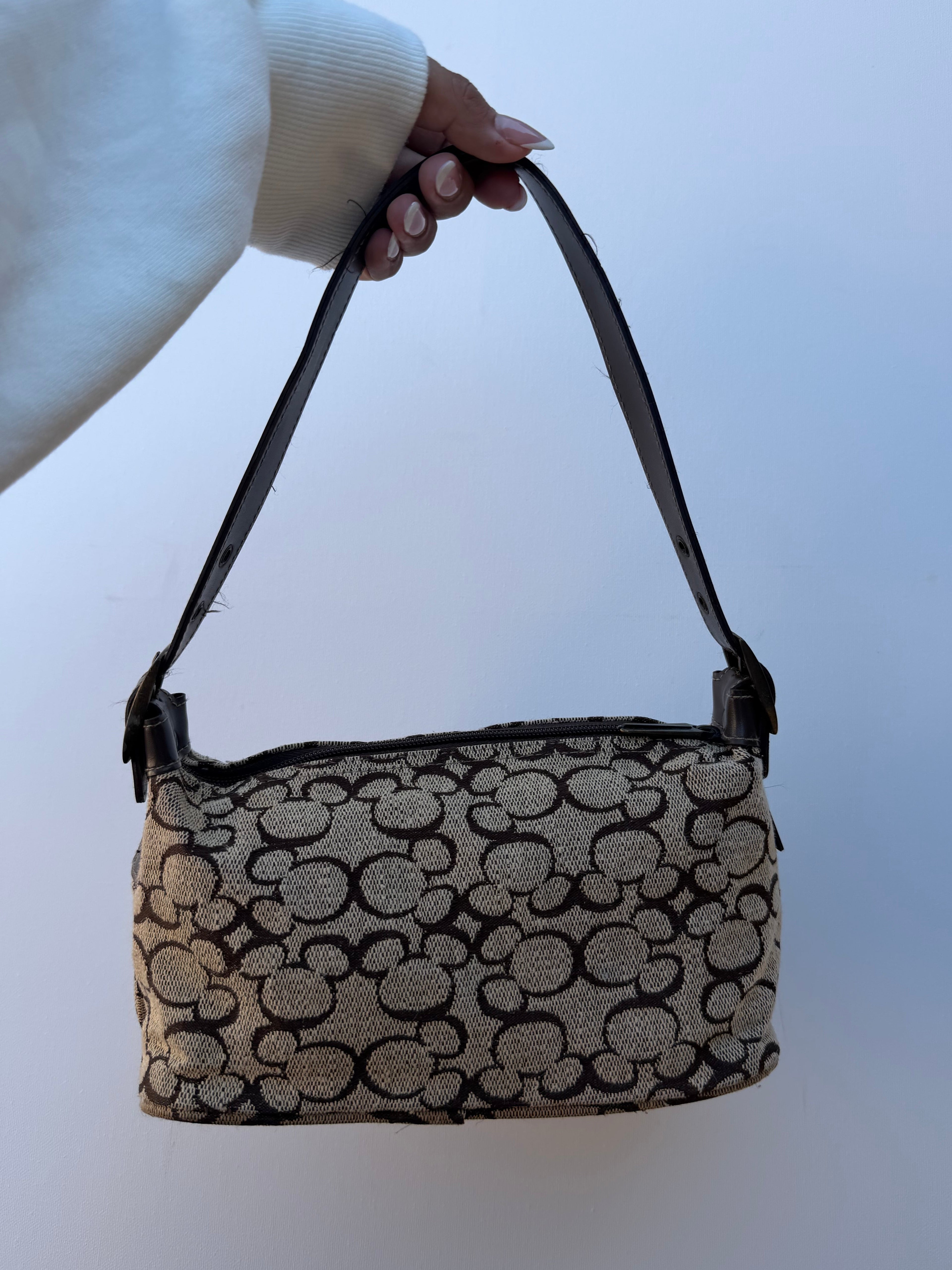 Brown Mickey Monogram Canvas Shoulder Bag + bucket hat