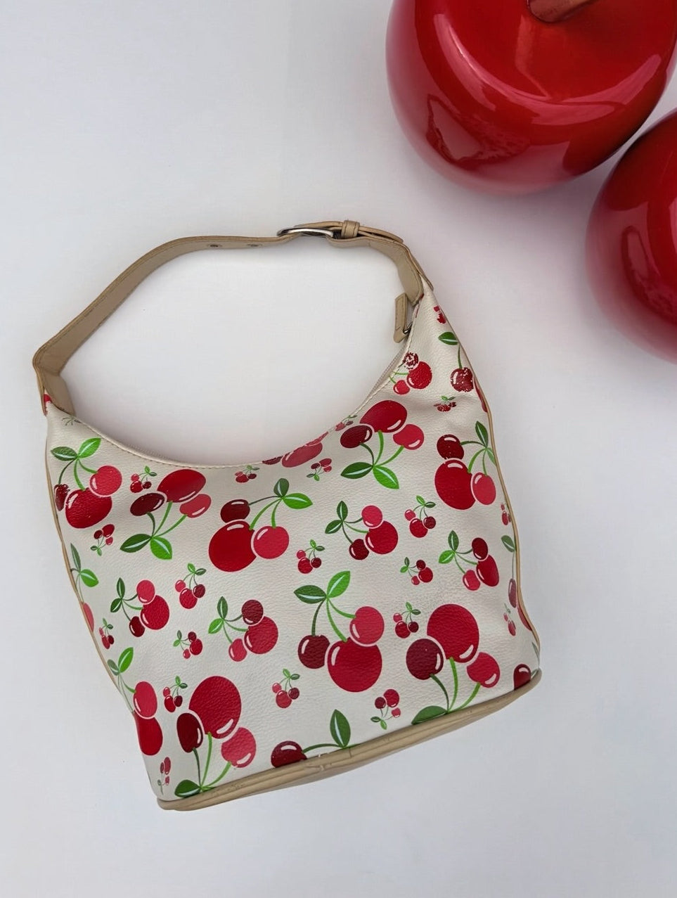 White Cherry Print Shoulder Bag #2