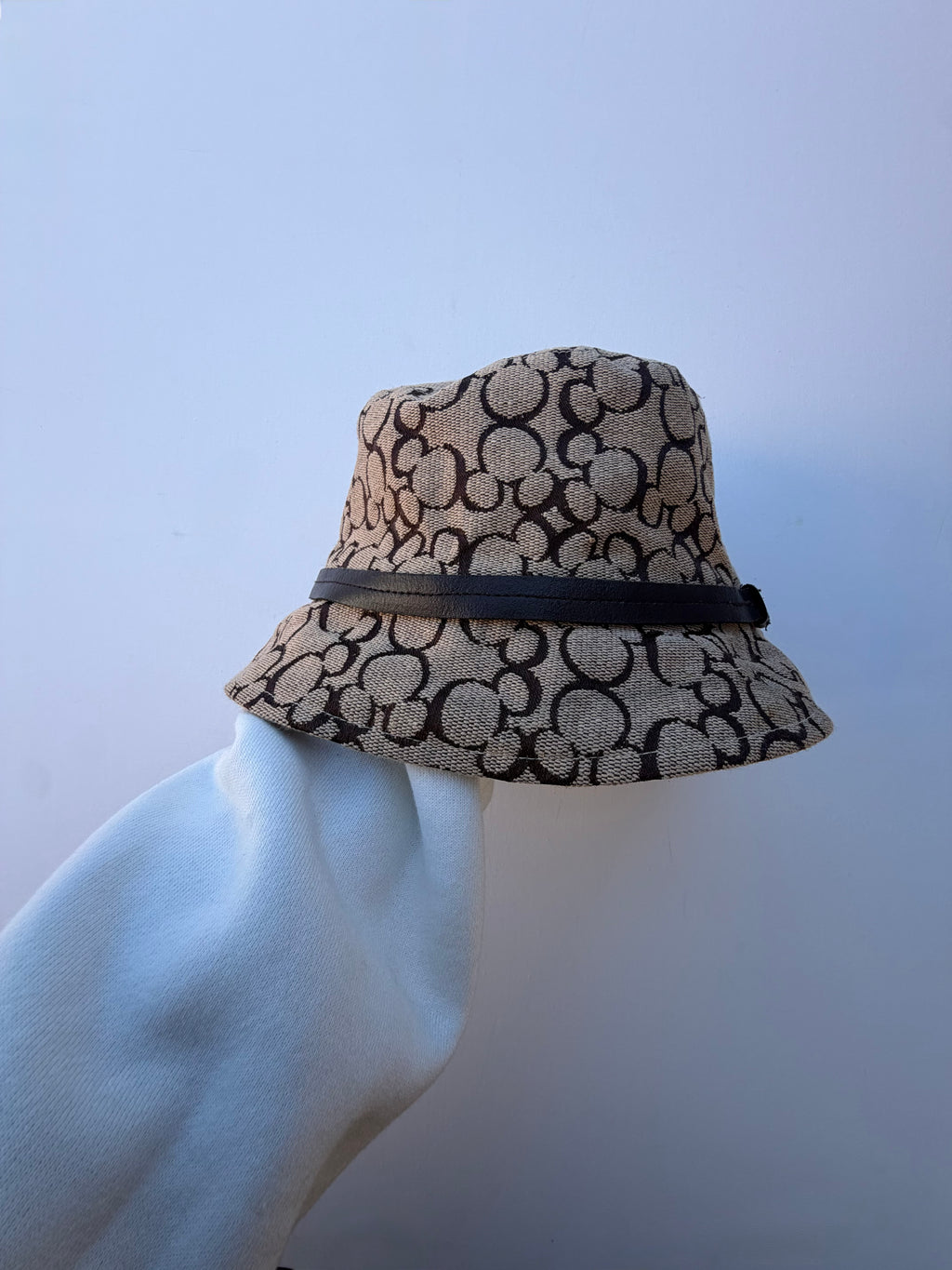 Brown Mickey Monogram Canvas Shoulder Bag + bucket hat