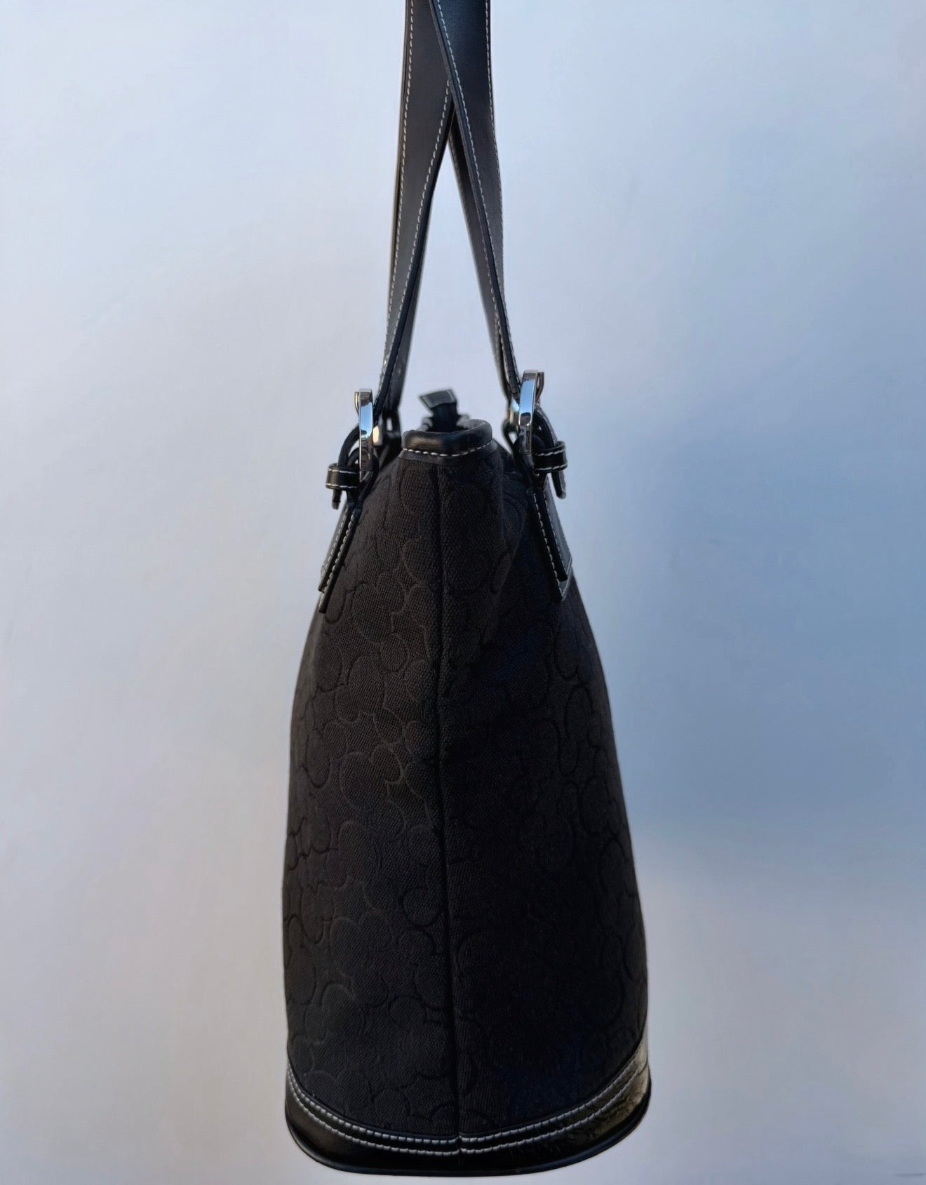 Vintage Black Monogram Shoulder Tote
